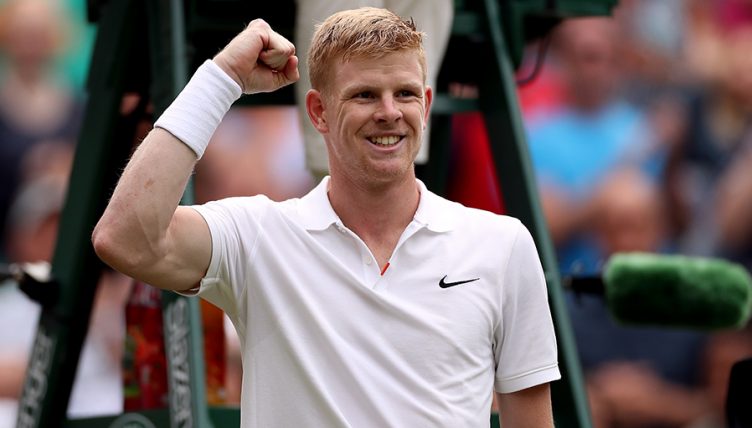 Kyle Edmund celebrates at Wimbledon
