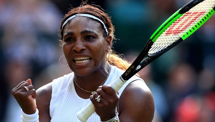 Serena Williams celebrates at Wimbledon