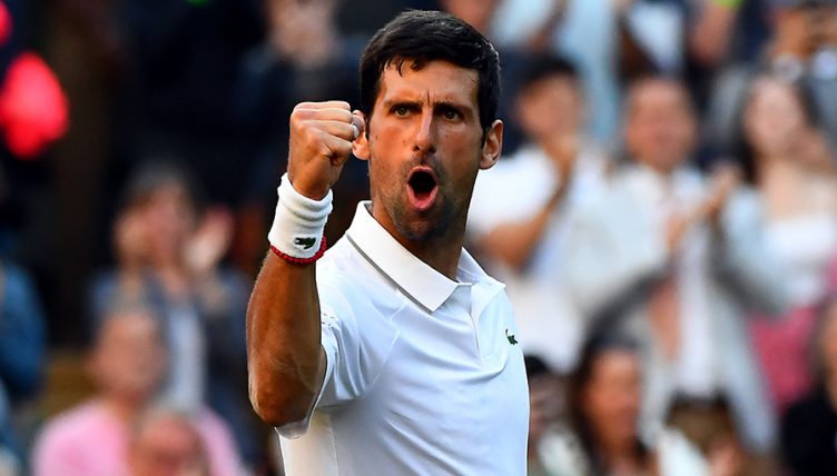 Novak Djokovic pumped up at Wimbledon