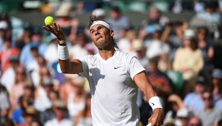 Rafael Nadal serving