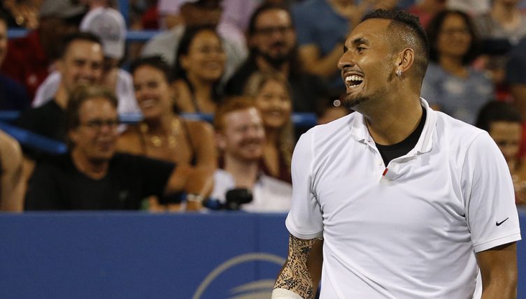 Nick Kyrgios reacts at Citi Open