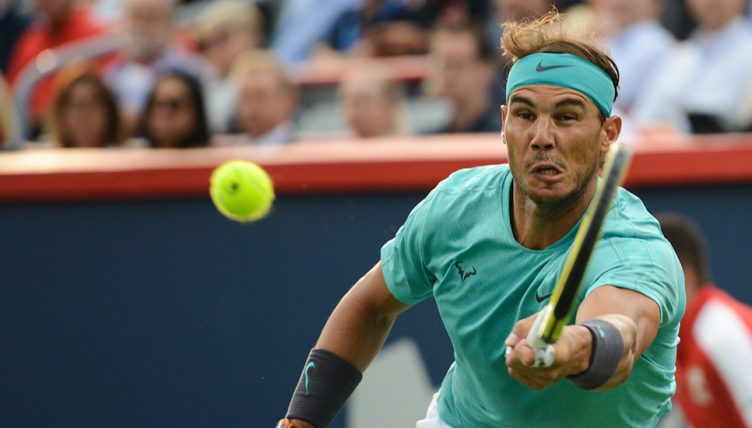 Rafael Nadal reaching in Montreal