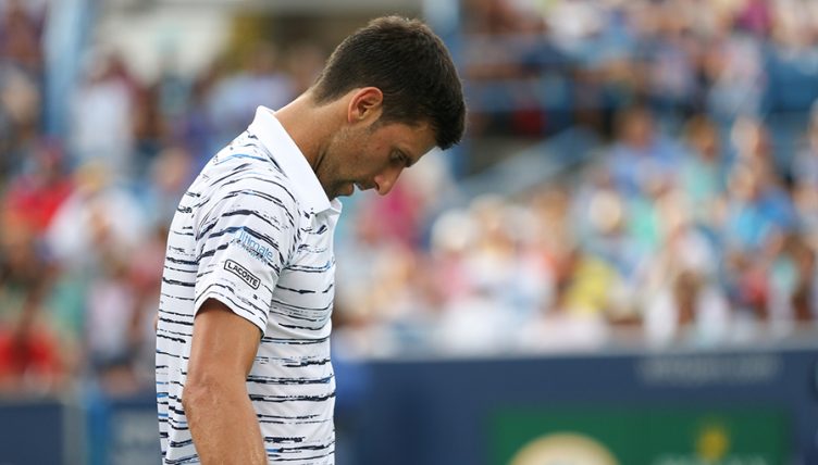 Novak Djokovic looking down in Cincinnati
