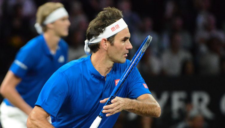 Roger Federer in action at the Laver Cup