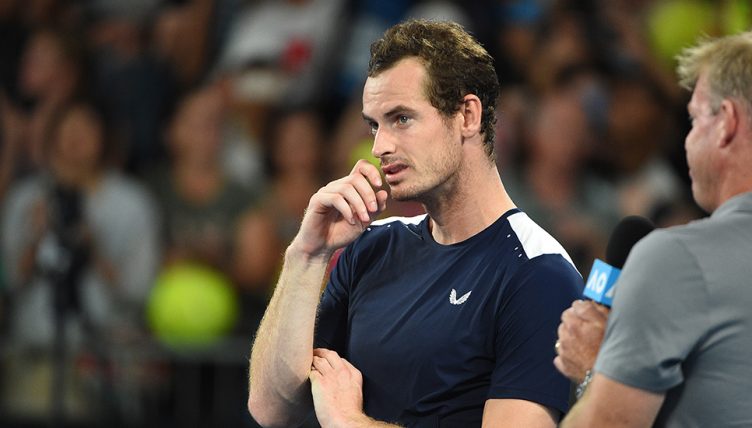 Andy Murray watching tribute video at Australian Open