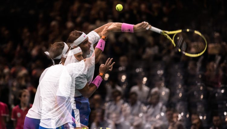 Rafael Nadal serving