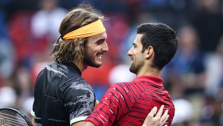 Stefanos Tsitsipas and Novak Djokovic