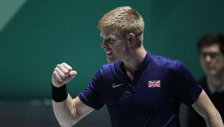 Kyle Edmund - standing in for Andy Murray - after Davis Cup win