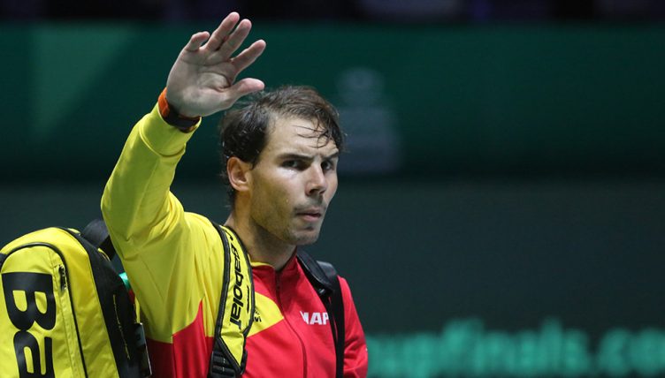 Rafael Nadal salutes crowd at Davis Cup