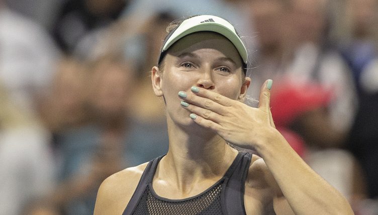 Caroline Wozniacki blowing kisses
