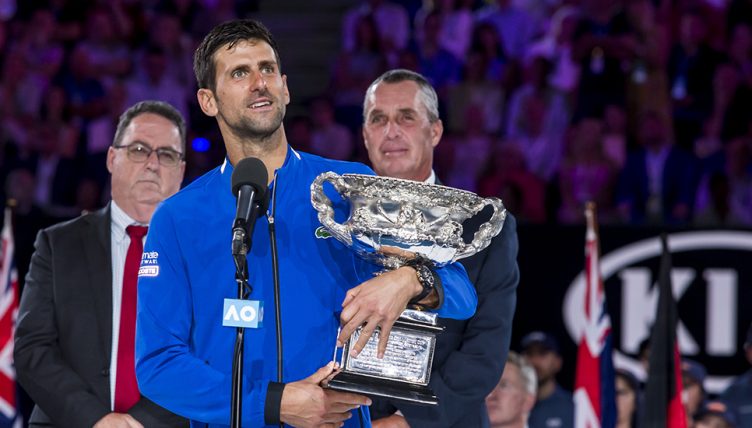 Novak Djokovic with Australian Open trophy