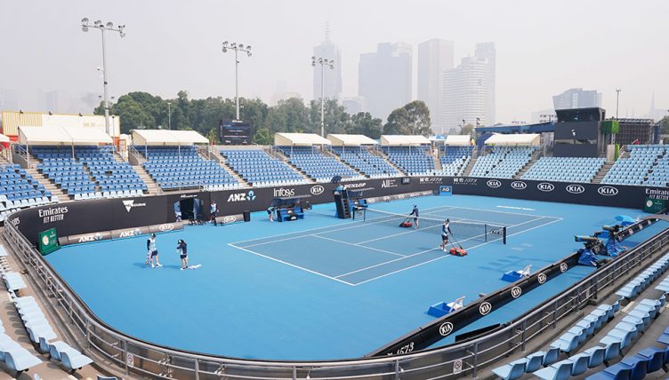 Smoky skies at the Australian Open venue
