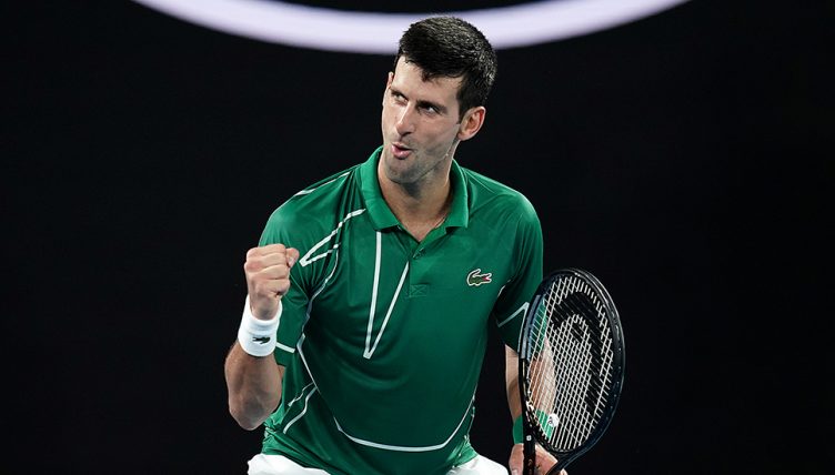 Novak Djokovic celebrates at Australian Open