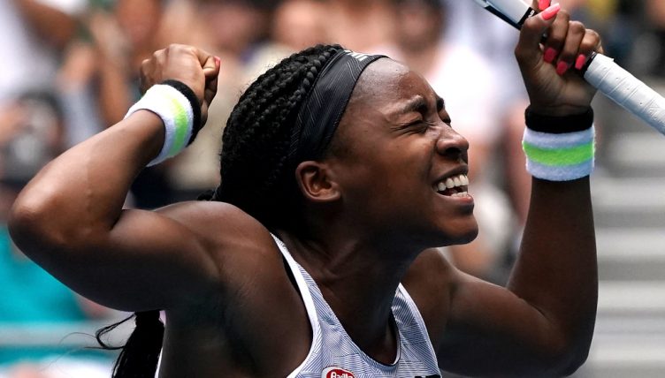 Coco Gauff celebrating