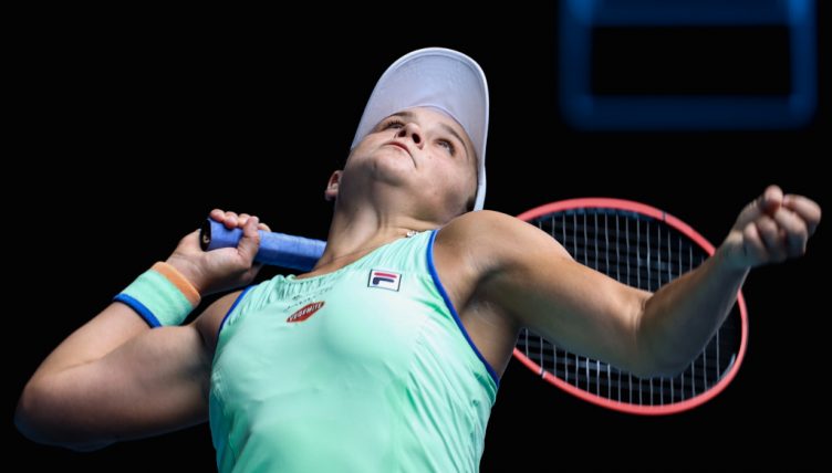 Ashleigh Barty serving