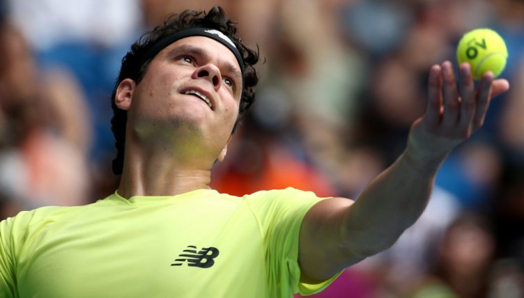 Milos Raonic serving