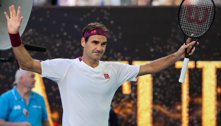 Roger Federer celebrates