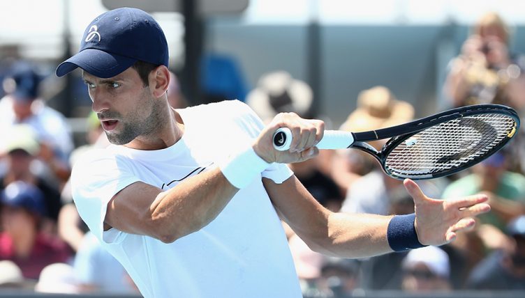 Novak Djokovic in practice