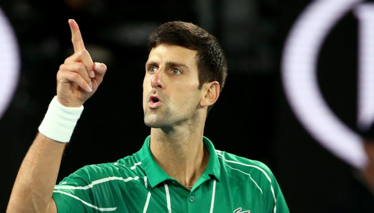 Novak Djokovic pointing