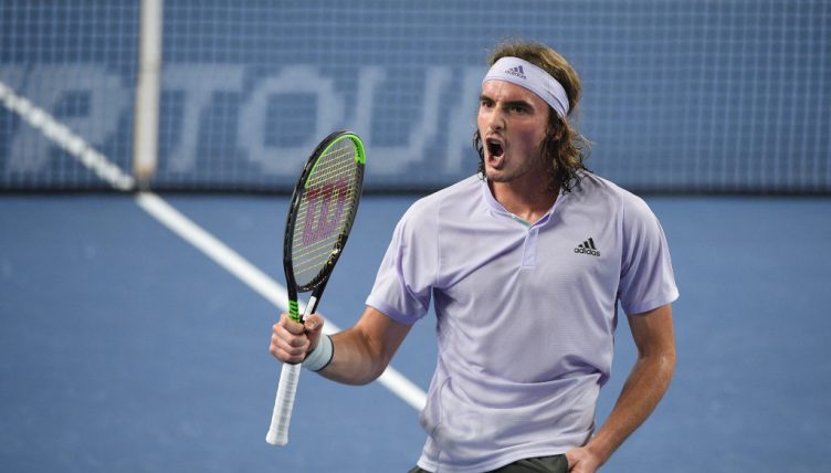 Stefanos Tsitsipas in action