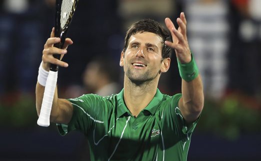 Novak Djokovic celebrating