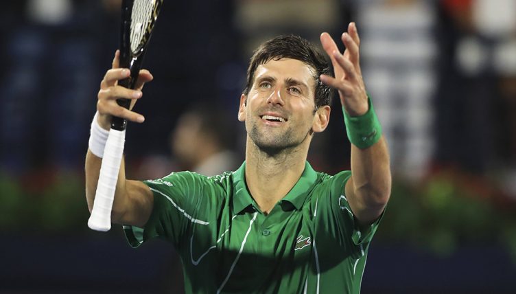 Novak Djokovic celebrating