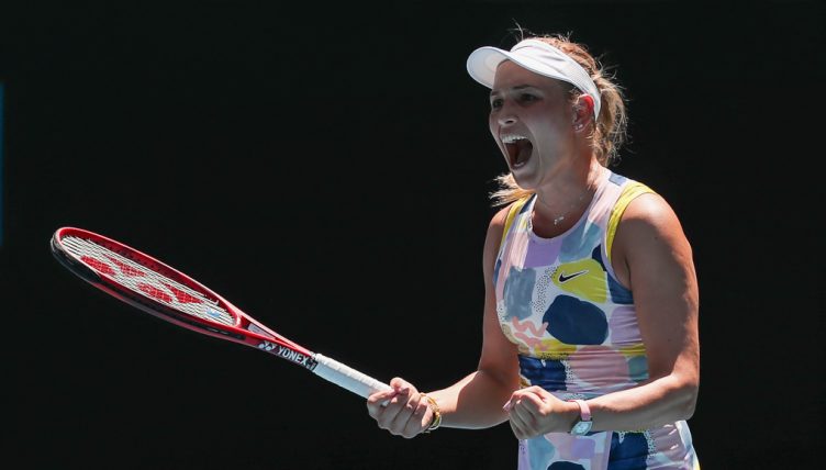 Donna Vekic celebrates