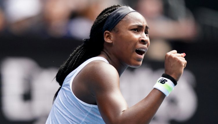 Coco Gauff celebrating
