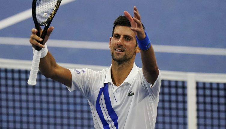Novak Djokovic celebrating