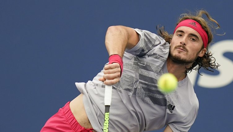 Stefanos Tsitsipas in action