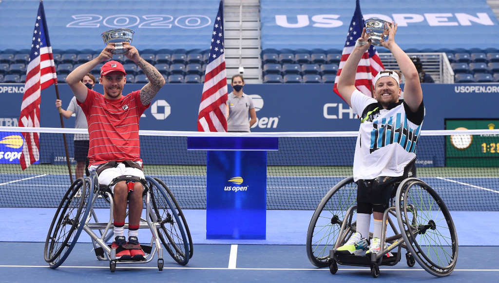 Andy Lapthorne and Dylan Alcott US Open men's wheelchair quad champions