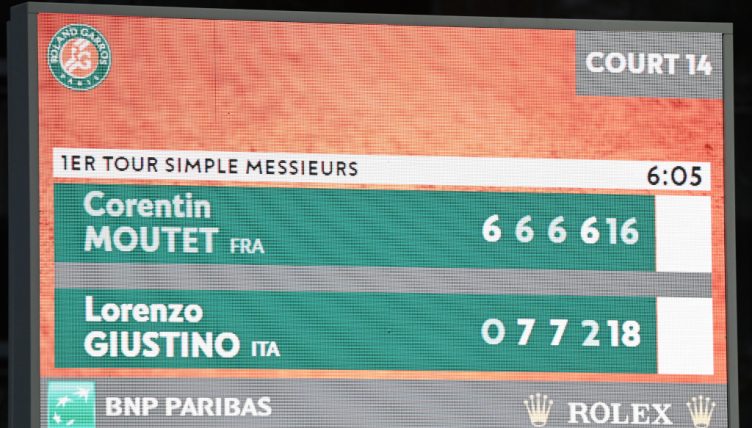 Lorenzo Giustino v Corentin Moutet French Open stats