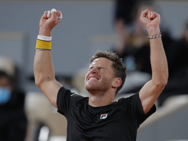 Diego Schwartzman celebrates his five-hour victory over Dominic Thiem