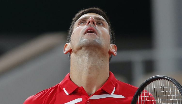 Novak Djokovic looking up
