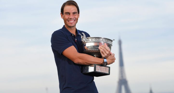 Rafael Nadal with French Open trophy