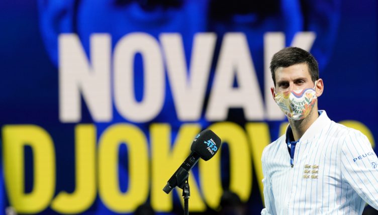 Novak Djokovic addressing the media