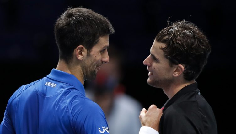 Novak Djokovic and Dominic Thiem post-match