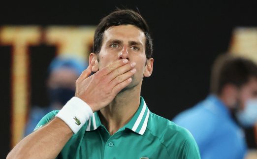 Novak Djokovic blowing kisses