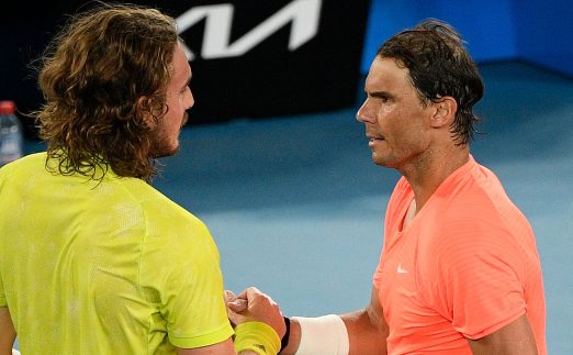 Stefanos Tsitsipas and Rafael Nadal shaking hands