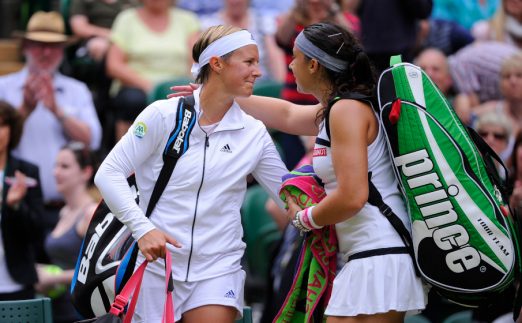 Kirsten Flipkens and Marion Bartoli at Wimbledon