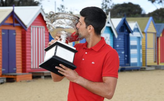 Novak Djokovic with Australian Open trophy