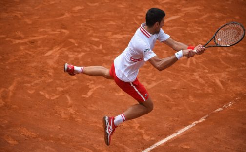 Novak Djokovic in the air