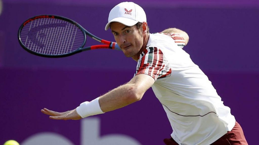 Andy Murray in action at Queen's Club