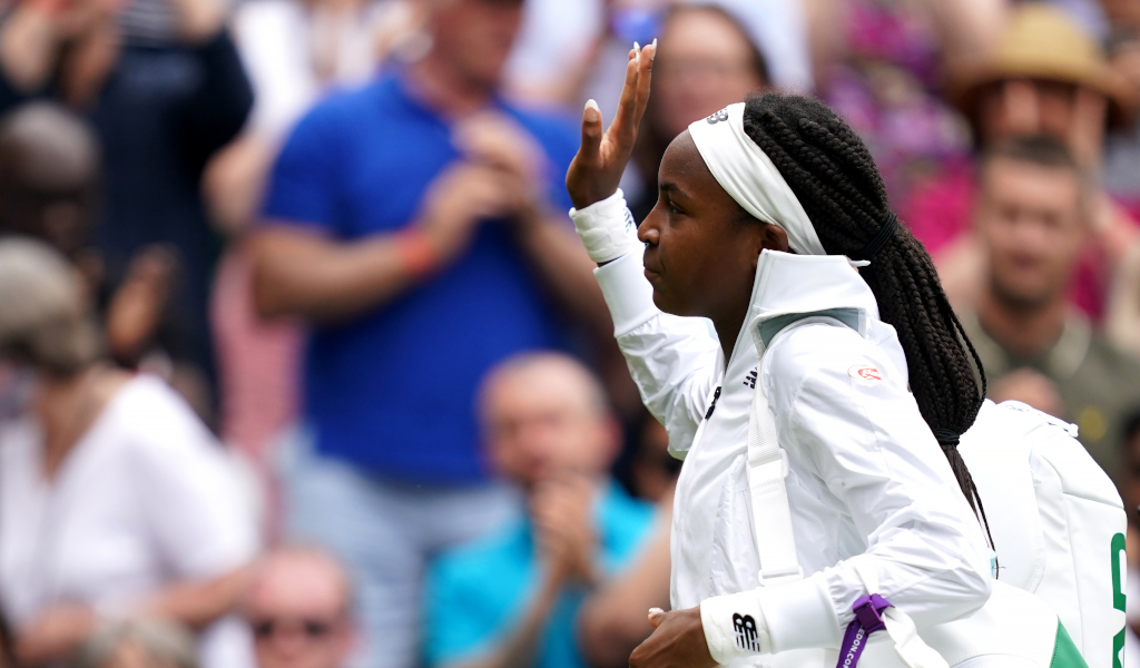 Coco Gauff waving to the crowd