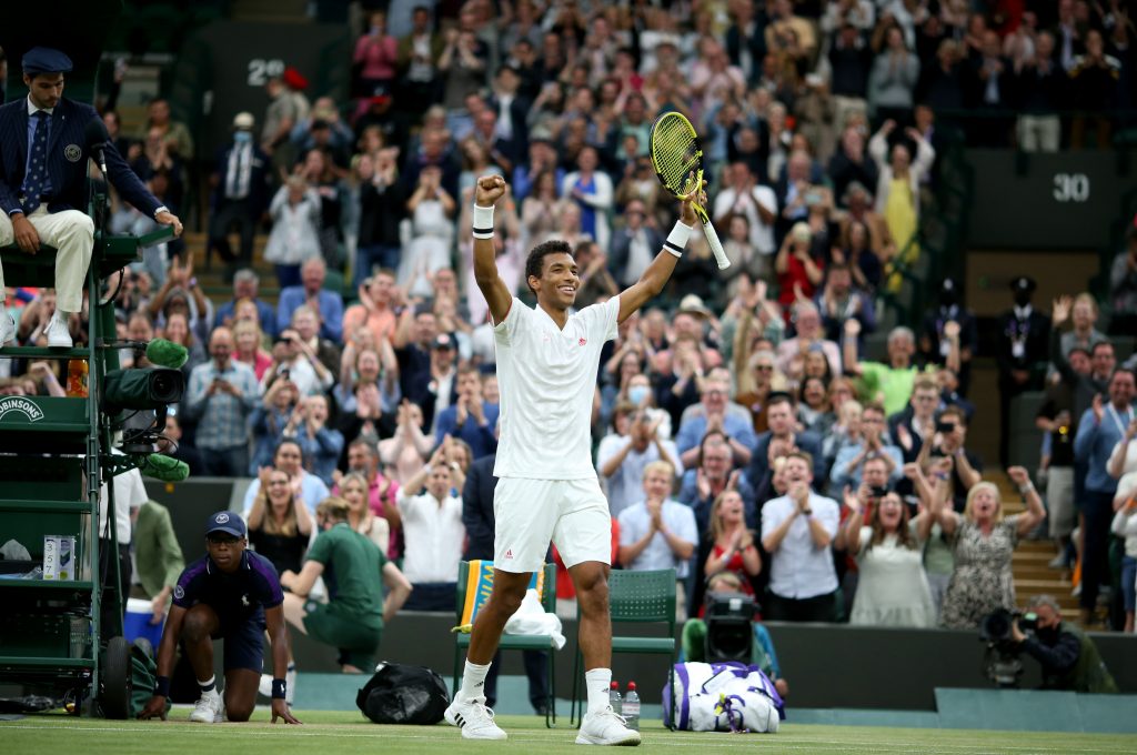 Felix Auger-Aliassime celebrates