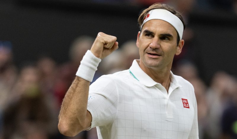 Roger Federer celebrates