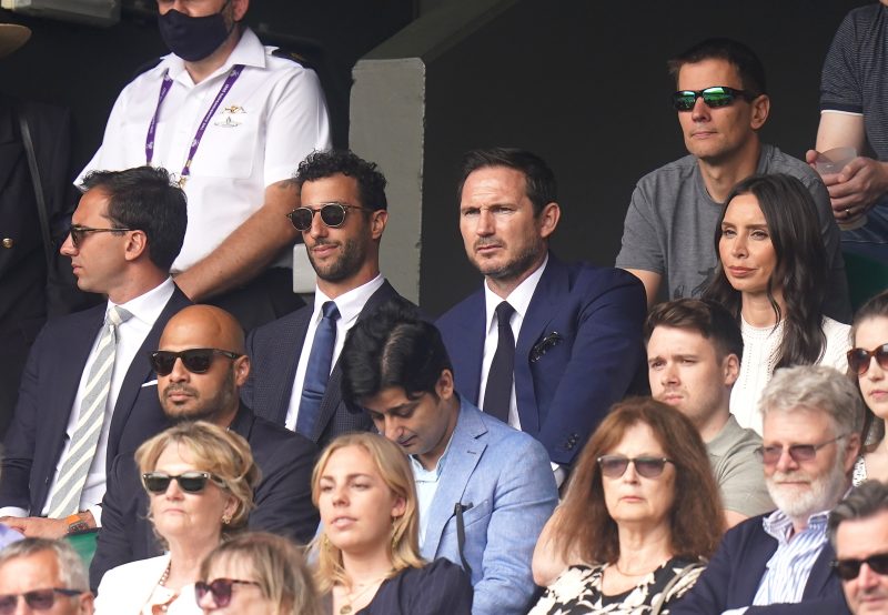 Daniel Ricciardo, Frank Lampard and Christine Lampard