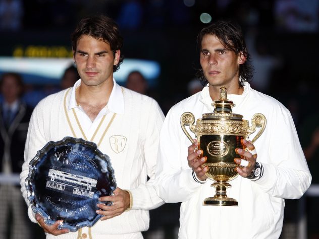 A first Wimbledon final defeat for Federer as he is beaten by Nadal in 2008