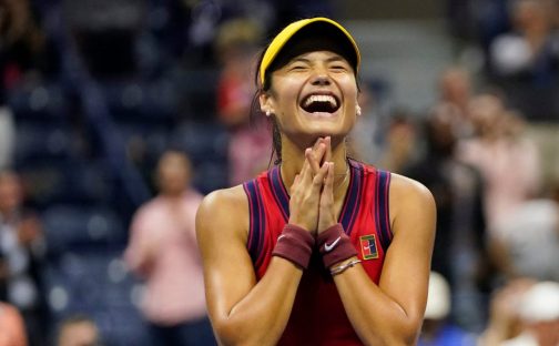 A delighted Emma Raducanu celebrates