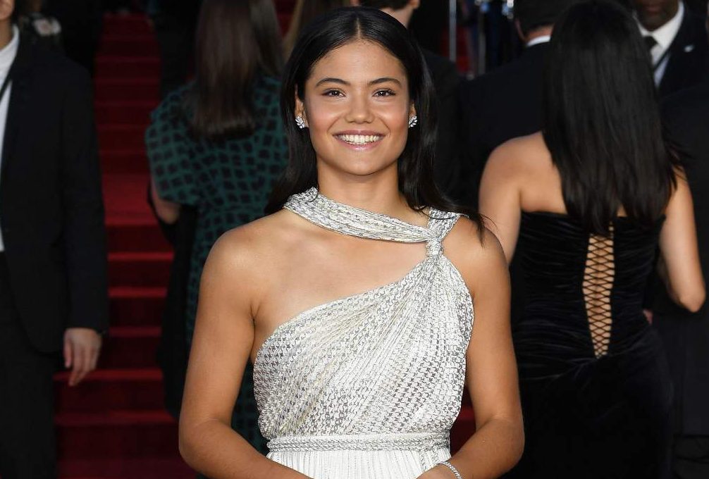 Emma Radacanu on the red carpet in a silver dress